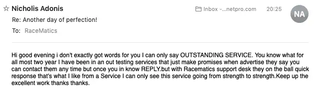 RaceMatics testimonial mobile 22