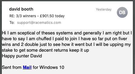 RaceMatics testimonial mobile 3