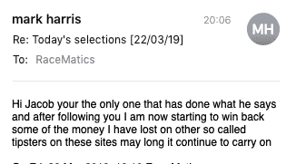 RaceMatics testimonial mobile 33