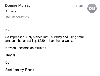 RaceMatics testimonial mobile 5