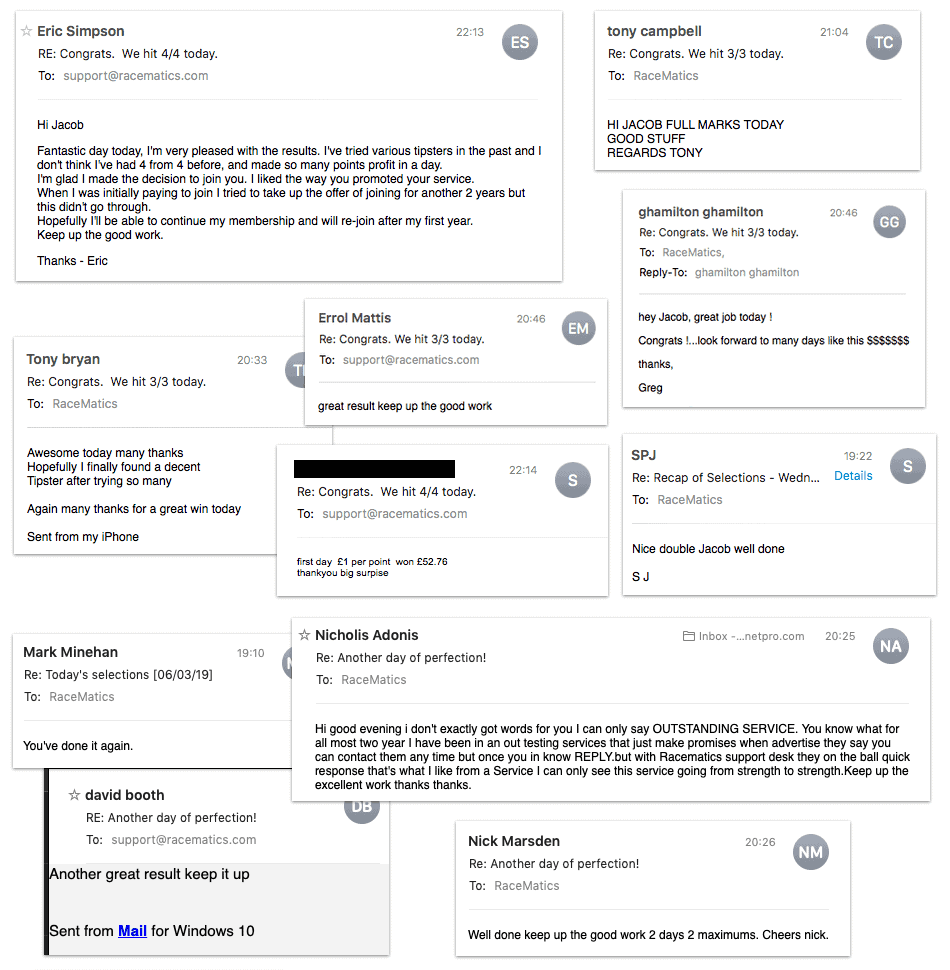 RaceMatics testimonial section 2